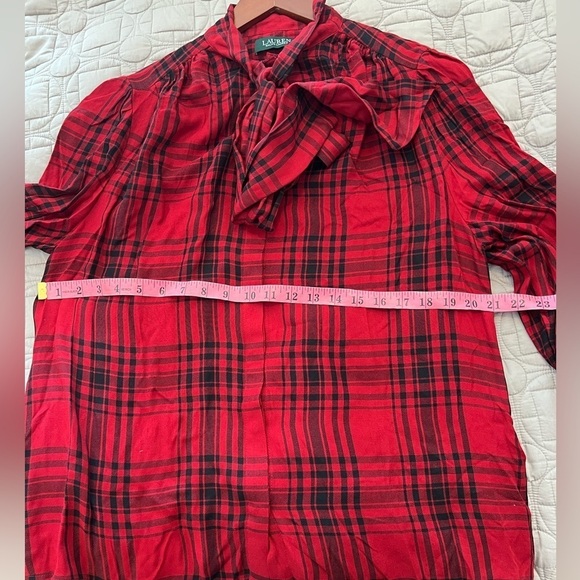 Lauren Ralph Lauren Red Klaryce Plaid Button-Down Blouse Size L NWT - Picture 11 of 16